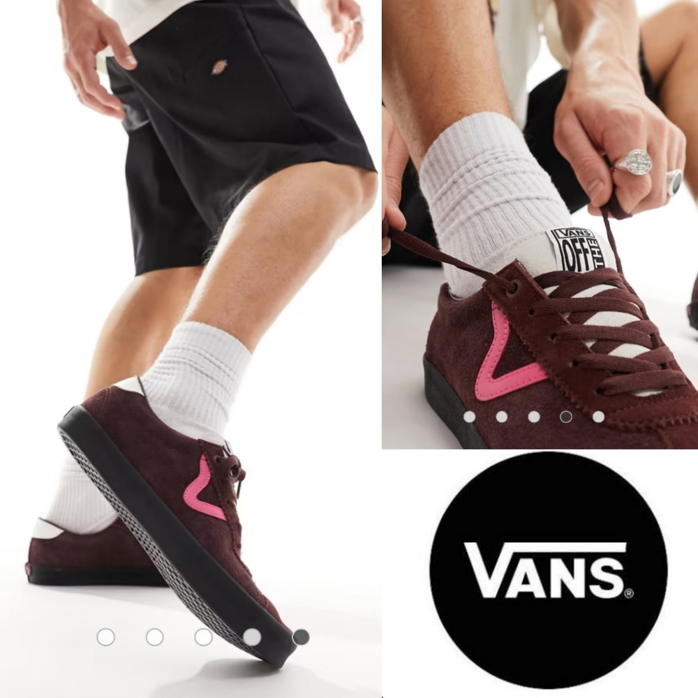 Vans Sport Low Skate Shoes Suede, Brown & Pink, Unisex 6 Mens/ 7.5 Women